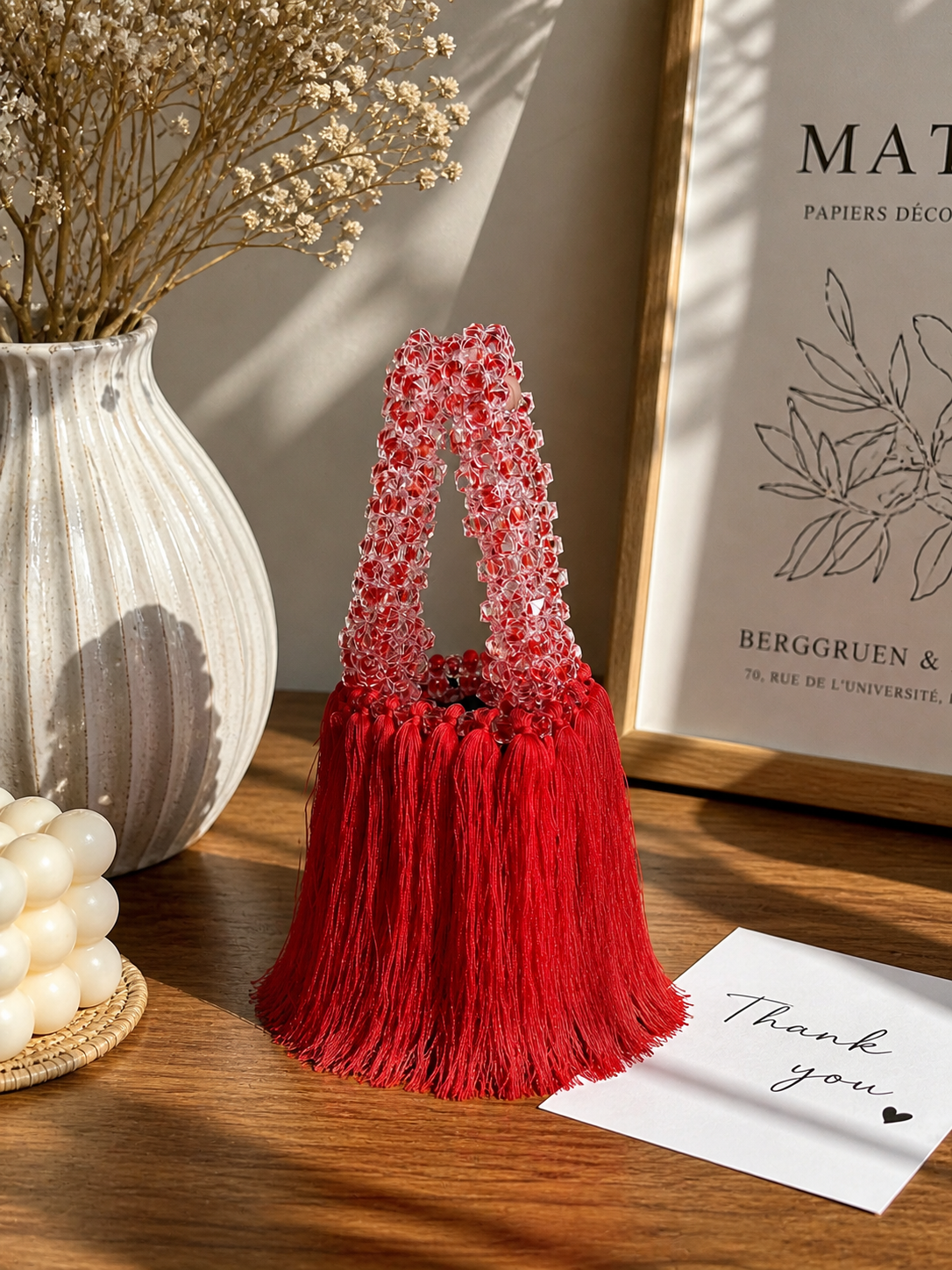 Crimson Luxe Tassel Bag
