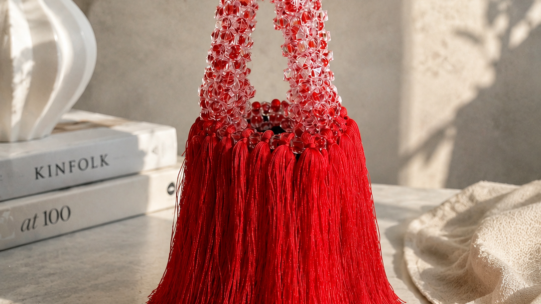 Crimson Luxe Tassel Bag